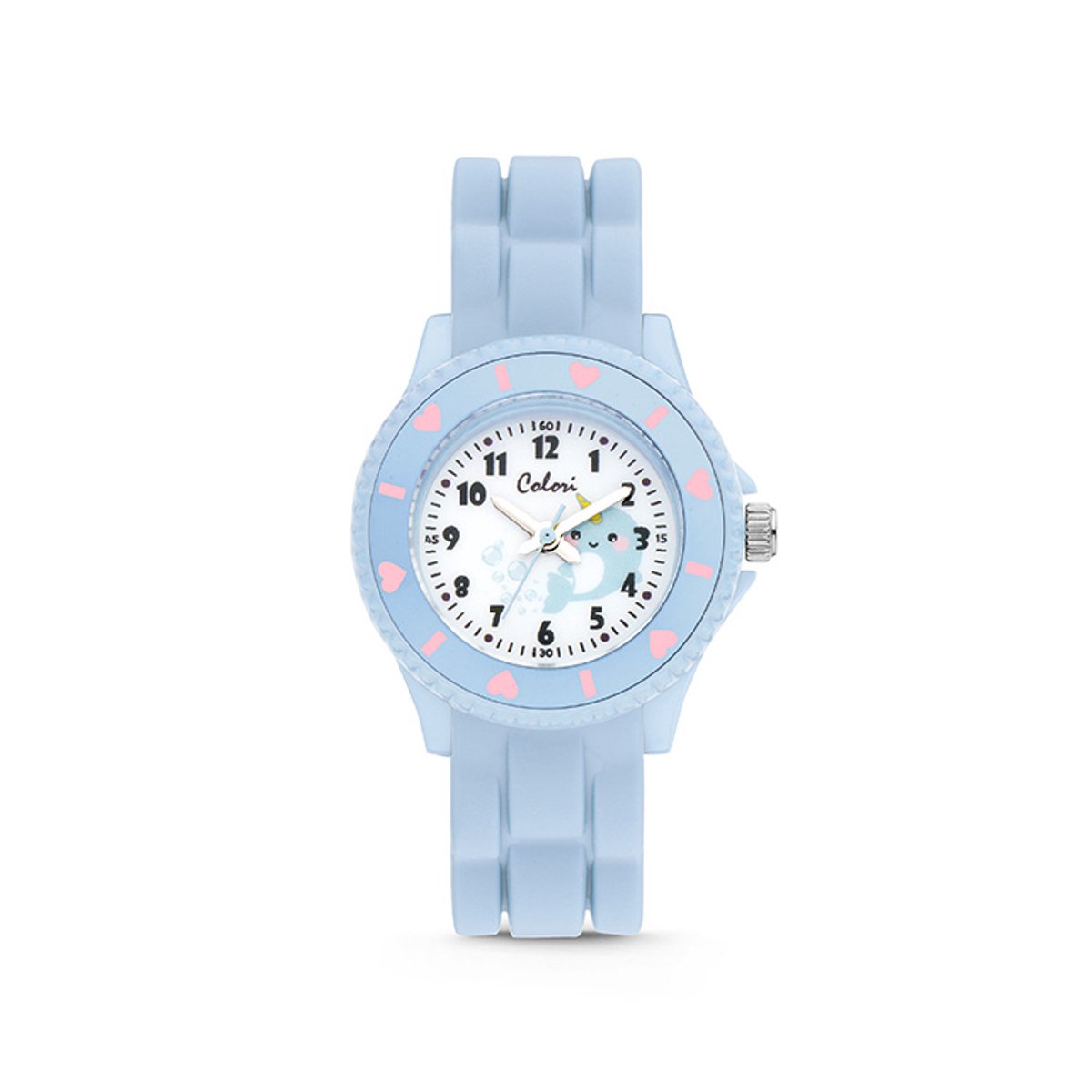 Colori Kidz 5-CLK114 Kinderhorloge met Walvis - Siliconen Band - Ø 30 mm - Blauw