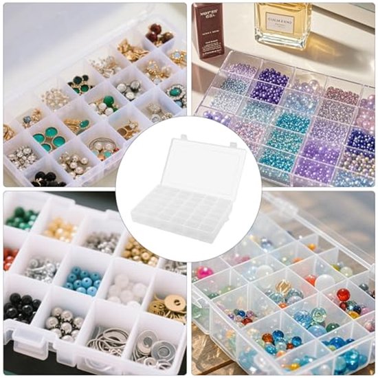 Pack of 5 Small Parts Sorting Boxes, 36 Compartments, Adjustable Bead ...