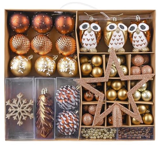 90 Perles de Boules de Noël scintillantes en Koper, Goudor et Argent - Ornements de Luxe pour sapin de Noël