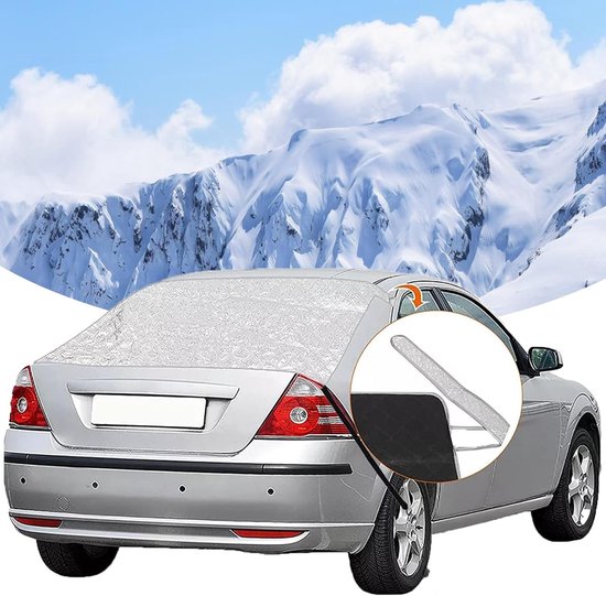 Couverture antigel pour voiture - Couverture antigel pour vitres arrière - Film antigel pour pare-brise - Pare-soleil - Avec 2 Crochet élastiques et 4 aimants - Protection antigel pour vitres arrière de camions et fourgonnettes - 140 x 80 cm