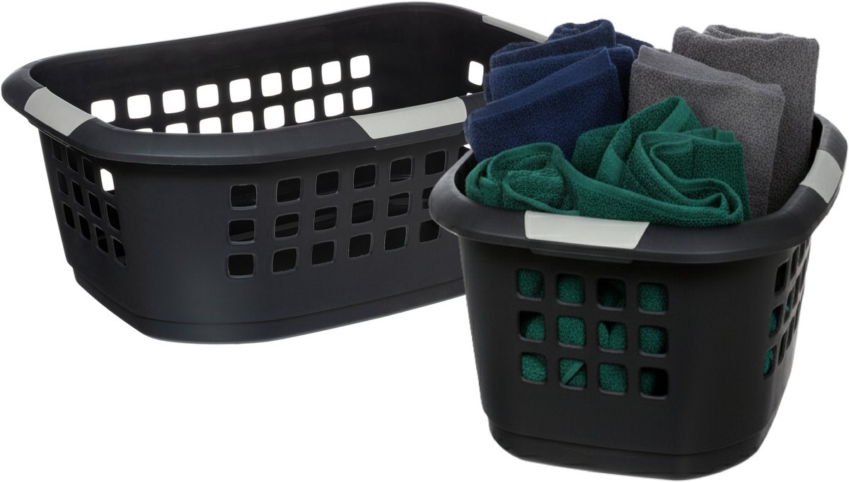 Benson Wasmand extra groot - 2x - antraciet - kunststof - 51 liter - 67 x 47 x 27 cm