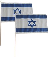 Drapeau de Luxe Israël - 2x - 30 x 45 cm - polyester - Drapeau israélien sur mât - Drapeaux à main - Supporters - Décoration de pays