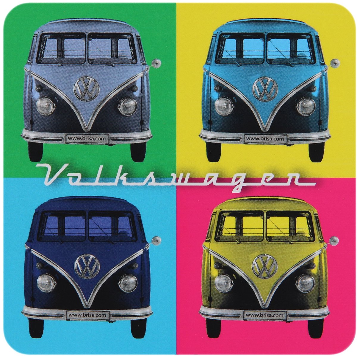 BRISA VW Collection - Stijlvolle en praktische Volkswagen T1 Bulli Bus onderzetters van kurk met MDF-coating (set van 4/4 kleuren)