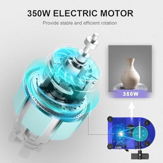VAYOTOY Elektrisch Aardewerkwiel – 25 Cm Draaischijf, Pedaalbediening, 60-300 Rpm, Afneembare Basis, Voor Keramiek DIY