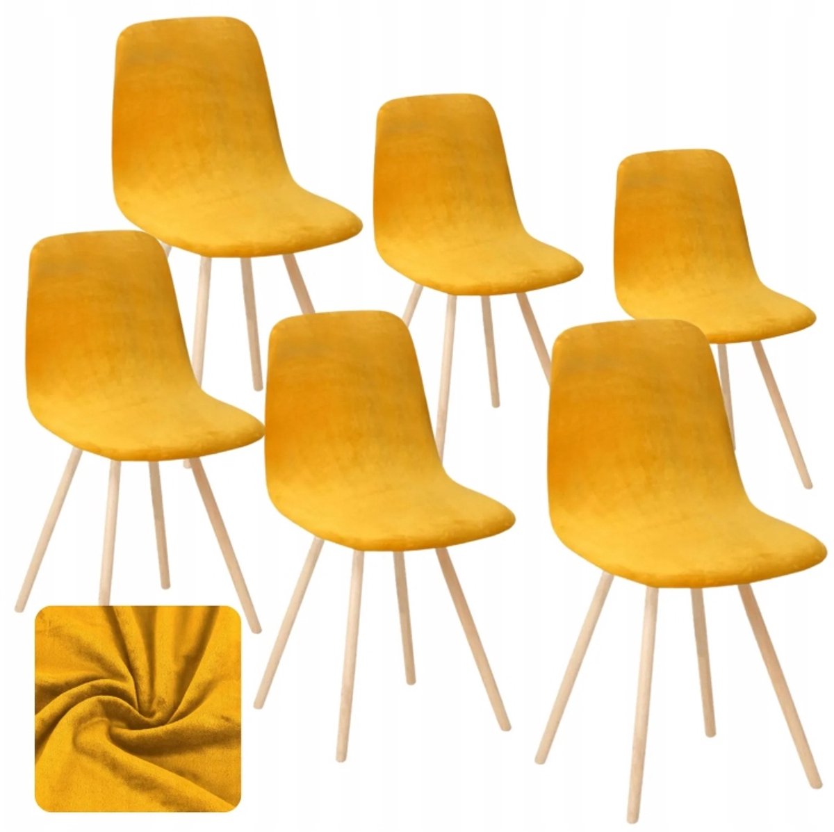 6x Stoelhoes Velours Mosterdgeel - Scandinavische stijl