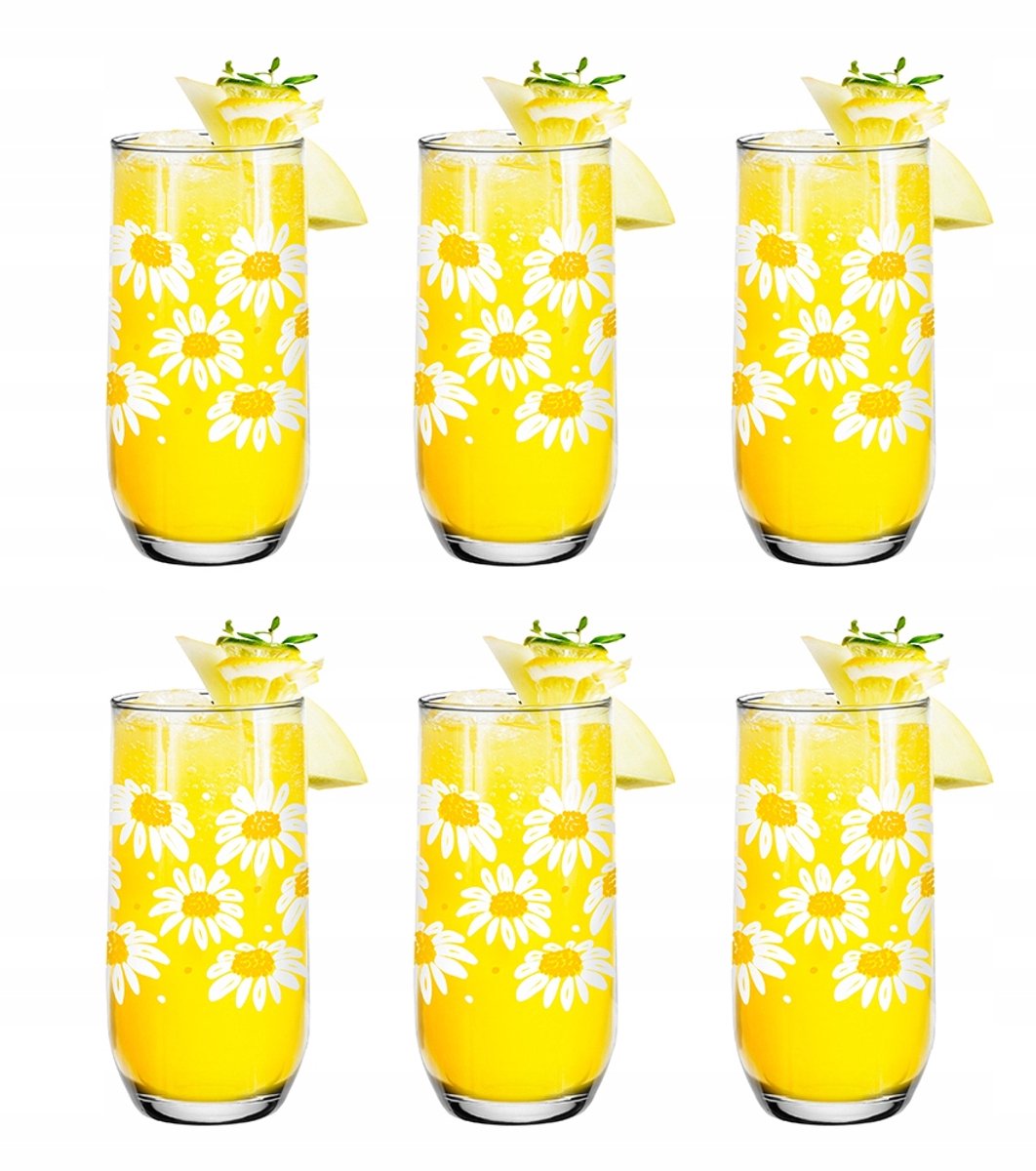 6x Glazen 400 ml met Madeliefjes - Perfect voor Zomerfeesten
