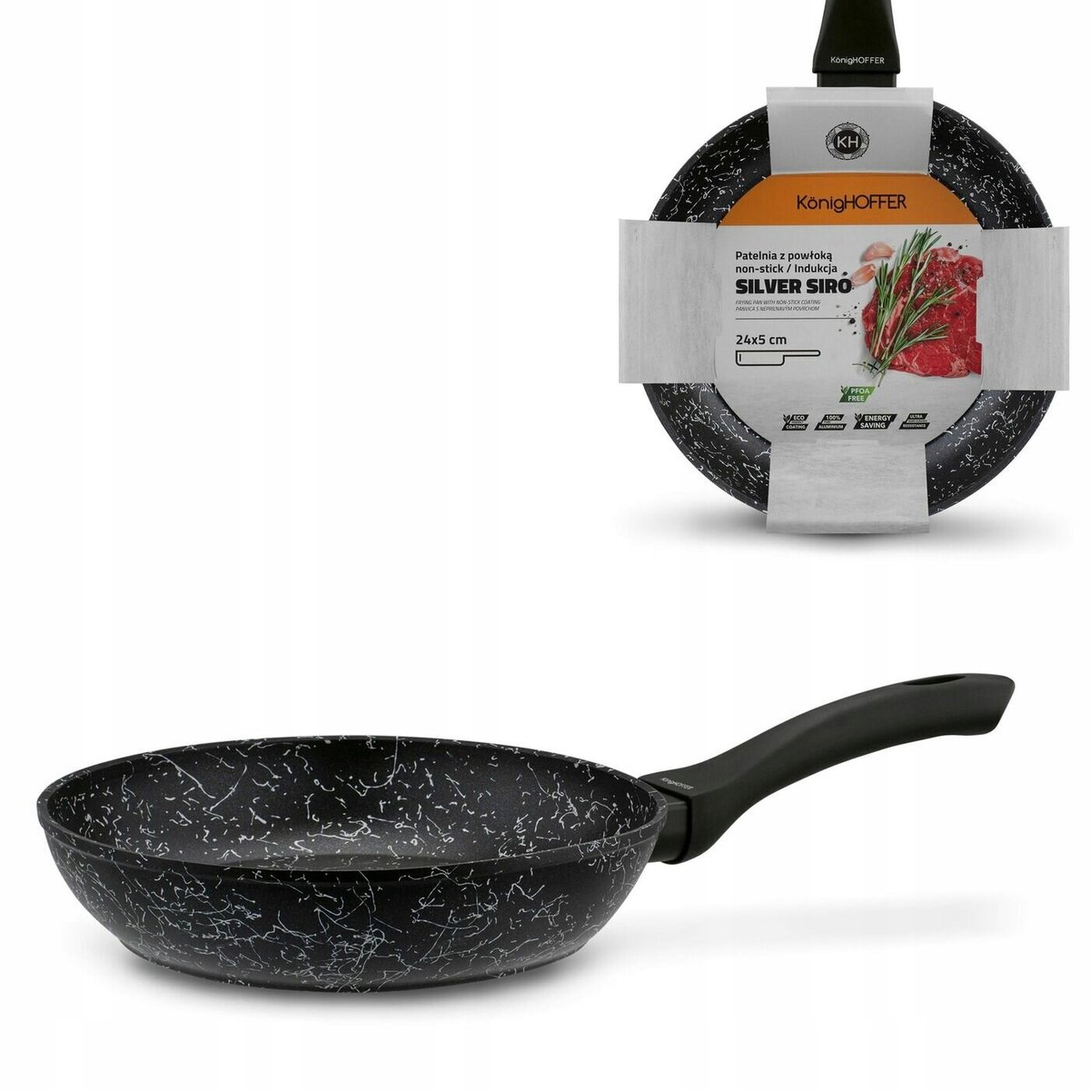 KonigHoffer Siro Silver Koekenpan 24cm - Geschikt voor Inductie