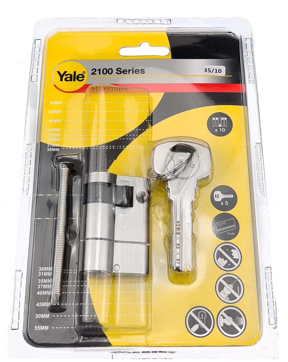 Yale Cilinder 35/10mm Klasse 6D Beveiligd