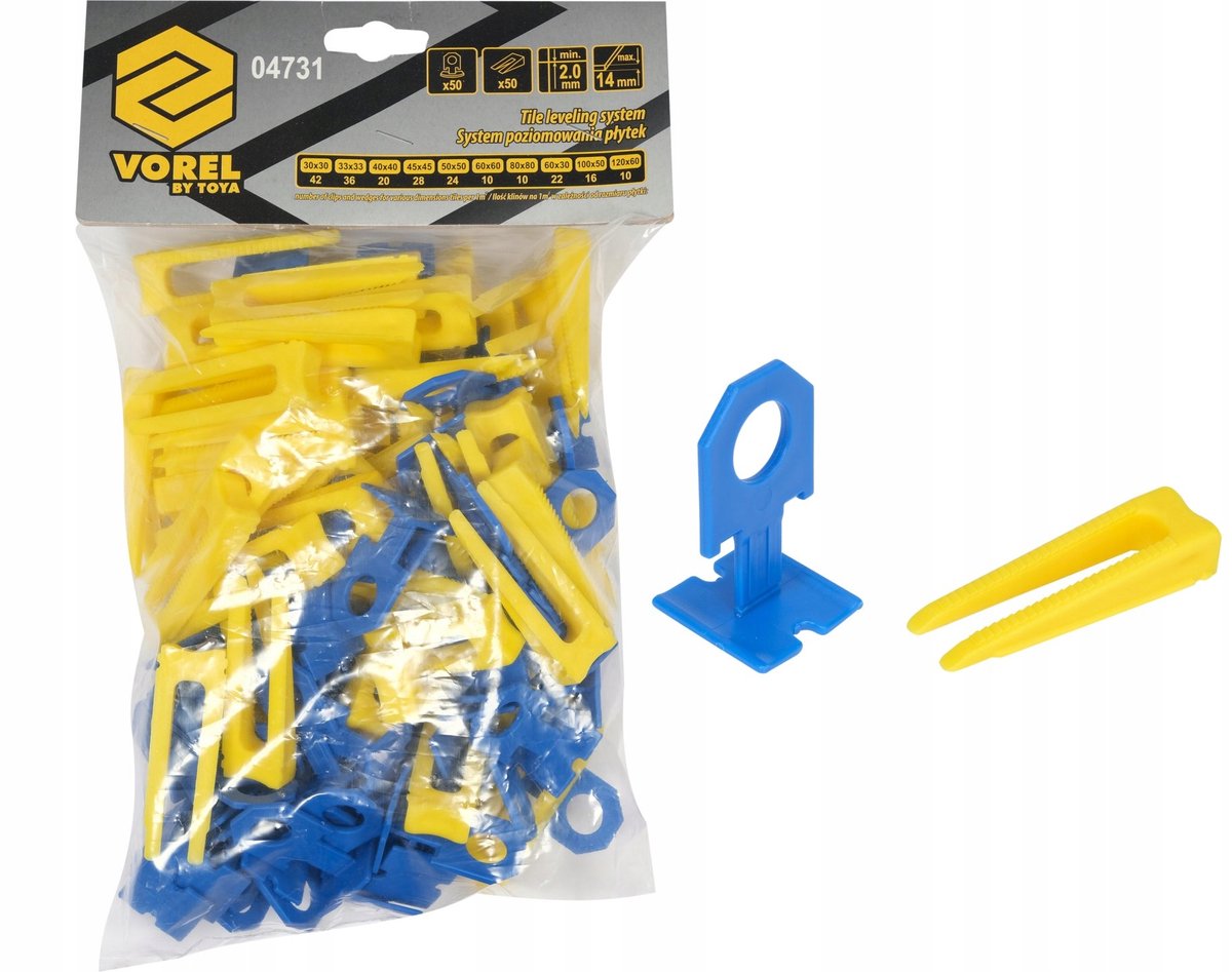Vorel Tegelnivelleersysteem 2mm 100 Stuks: Clips & Wiggen