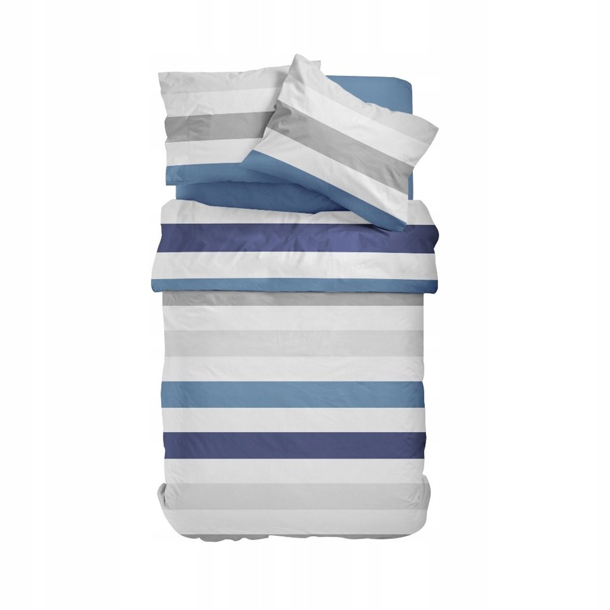 Katoenen Dekbedovertrek Set 220x200 cm - Wit, Grijs, Blauw Gestreept