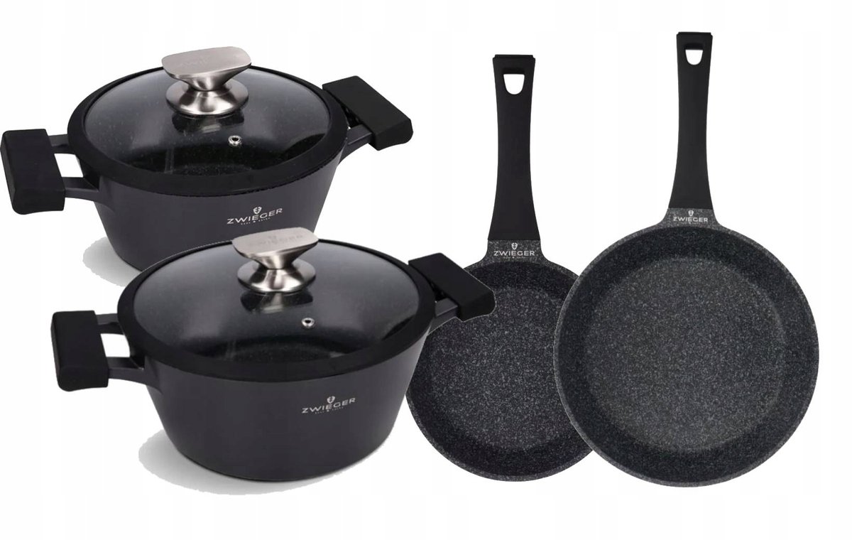 Black Stone Pannset 6 Delen met Granit Coating