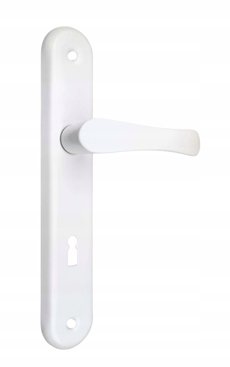 Witte deurgrendel met brede rozet 72 mm sleutel
