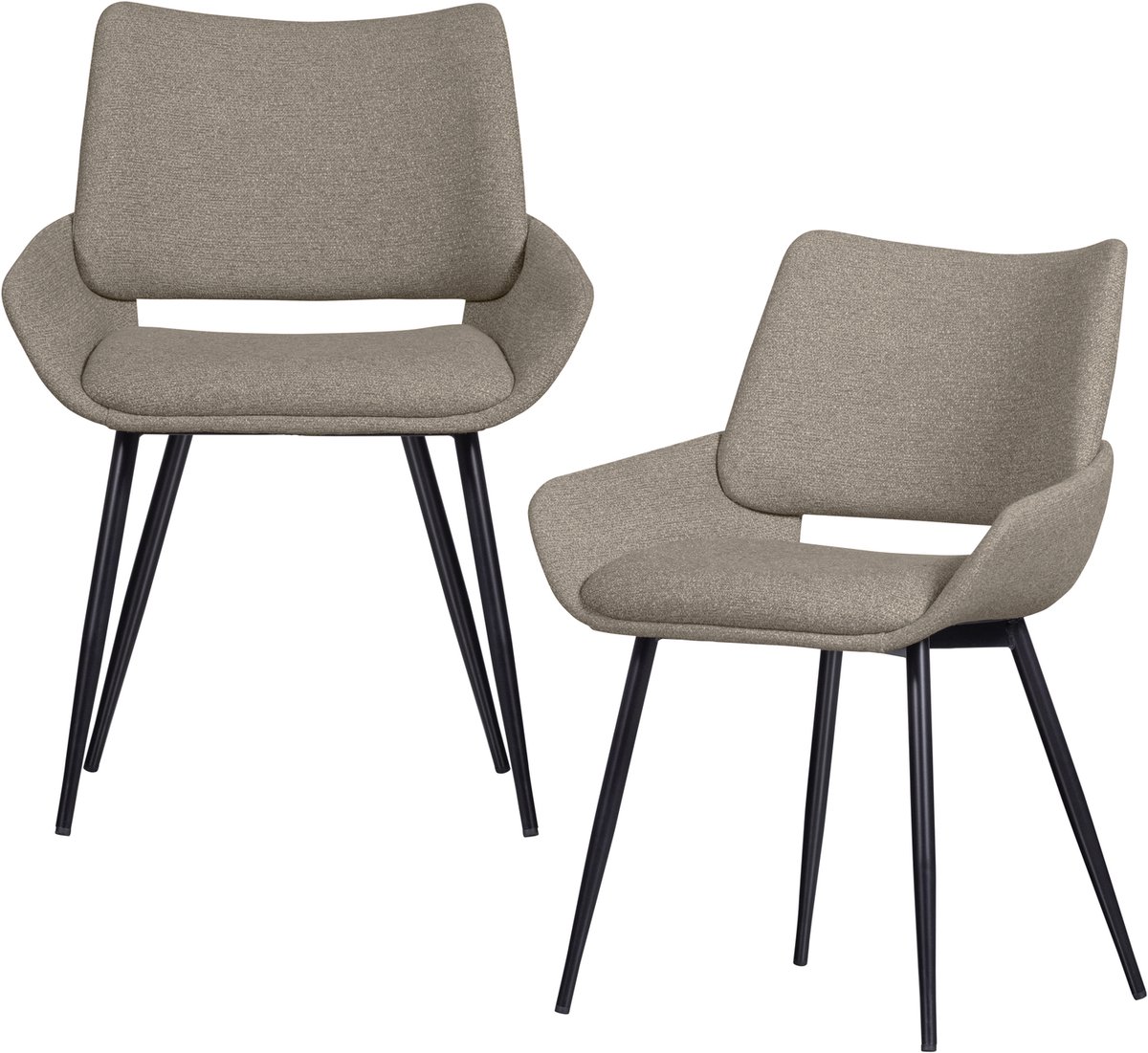 WOOOD Parade Eetkamerstoelen - Melange Stof - Zand - Set van 2