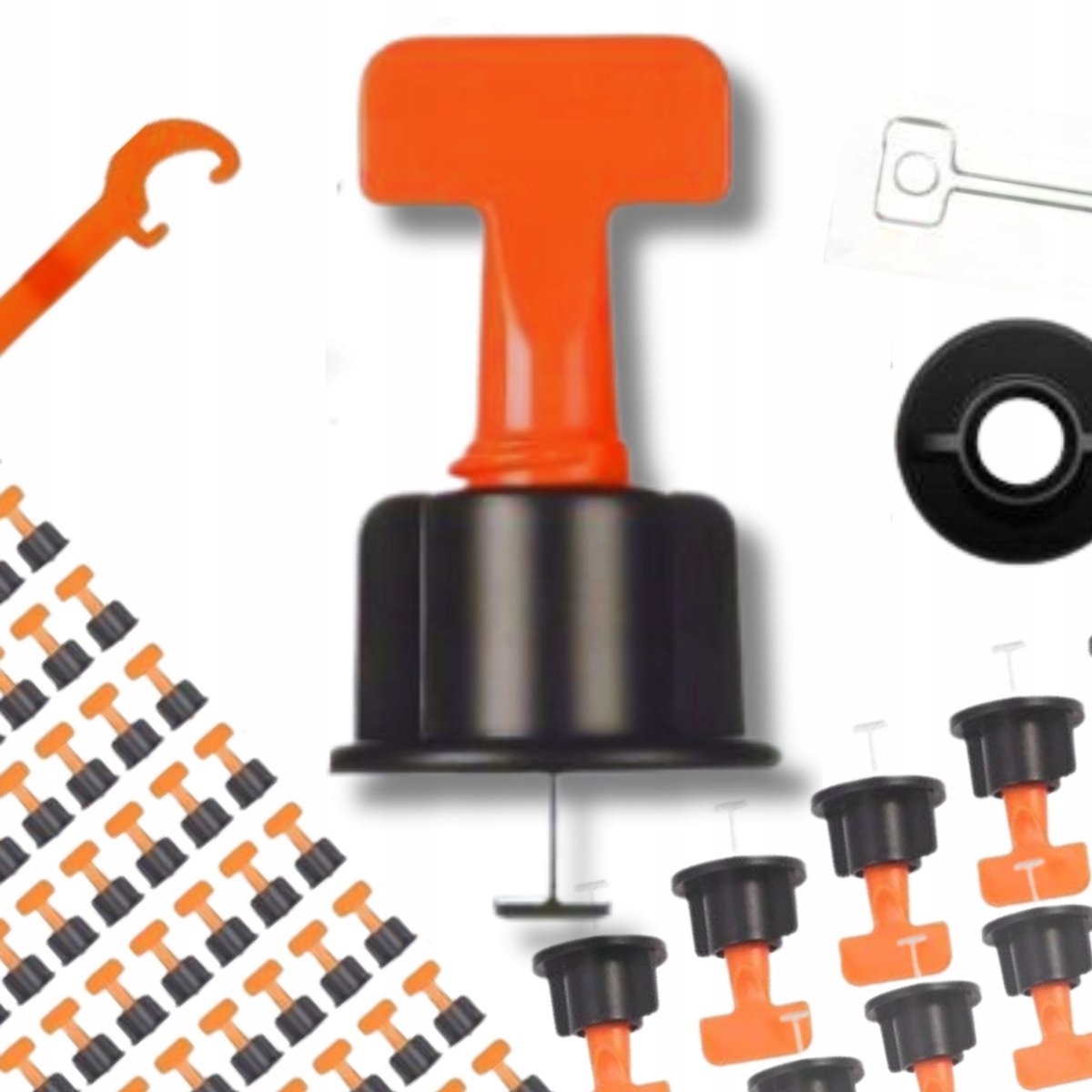 100x tegelnivelleringssysteem: klinknagels, clips en sleutels