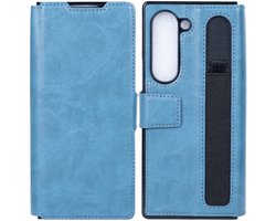 Rixus Wallet Case With Pen Holder For Samsung Galaxy Z Fold5 Sierra Blue