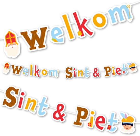 LUQ – Welkom Sinterklaas Slinger – Kleurrijke Versiering – Luxe Decoratie voor Huis, School, Intocht & Pakjesavond Feest