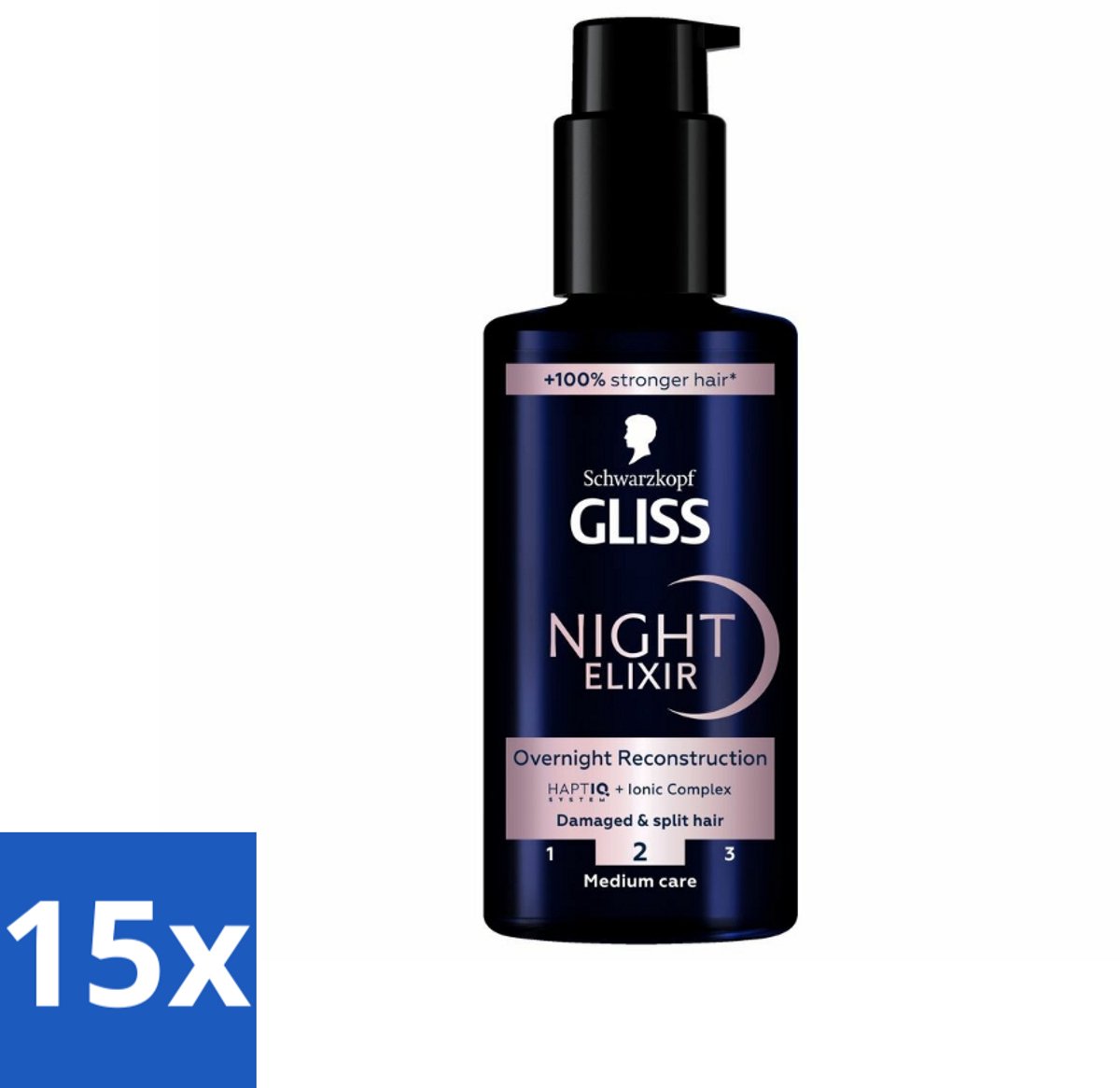 Gliss - Haarserum - Night Elixer Overnight Reconstruction - Tegen Gespleten Haarpunten - 100 ml - Bulkverpakking - 15 stuks