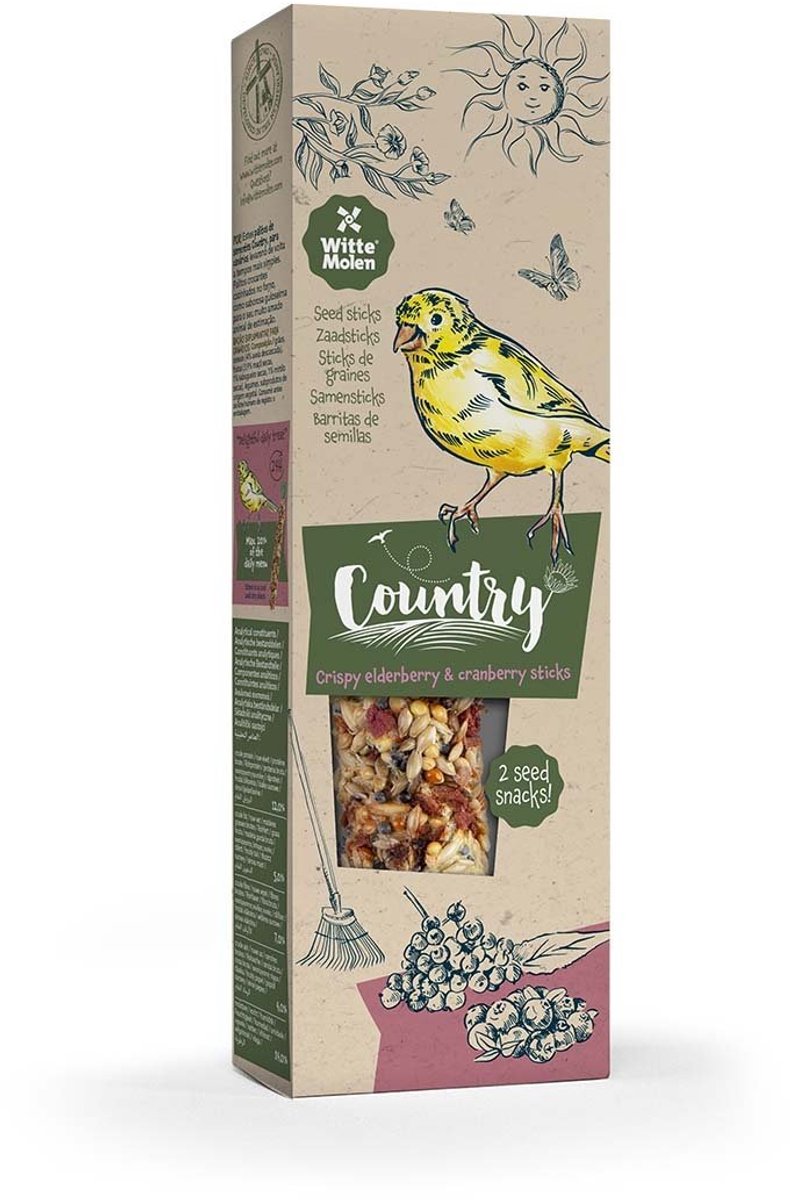 Witte Molen Country zaadsticks kanarie veen- & vlierbes 60 gram - 2 stuks