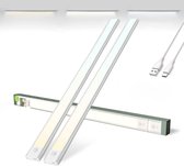 Brendz Keukenverlichting Onderbouw LED, Onderbouwverlichting, 2 x 60cm, USB-C Oplaadbare Led-Strip, 4400mAh, 3 Kleurtemperaturen, Dimbaar, Magnetisch, Keukenverlichting Draadloos, Kastverlichting, Puyo Zilver