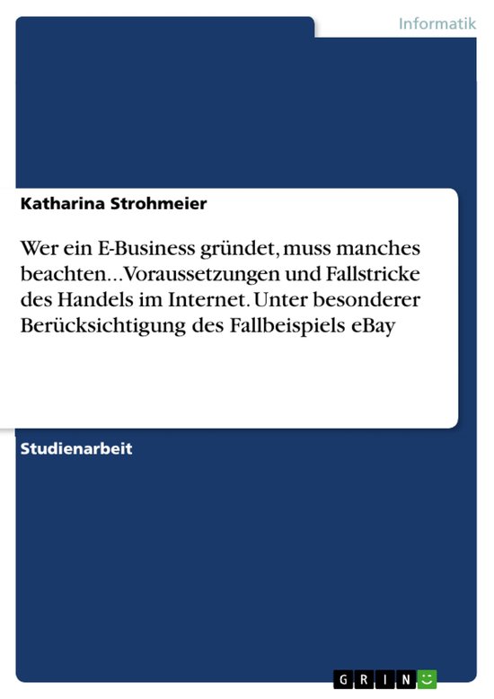 Wer ein E-Business gründet, muss manches beachten... Voraus ... - cover