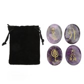 4 stuks Reiki Symbolen Stenen, Chakra Stones-Reiki Healing Crystal met Gegraveerde Chakra Symbolen voor Meditatie Kristal Therapie (#1)
