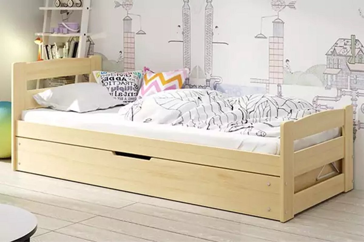 BMS - Bed - 90X200 - Jeugd - Pine - Opbergruimte
