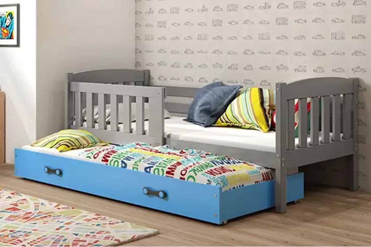 BMS KUBUŚ - Extendable Jeugdbed - 90x190 cm - Grafiet/Blauw