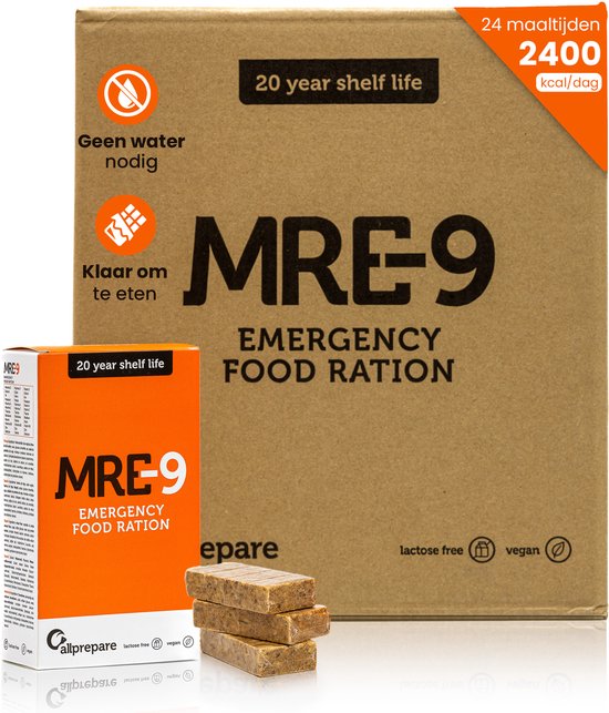 Foto: Mre 9 noodrantsoen 24 dagen 20 jaar houdbaar extra vitaminen lactose vrij noodvoedsel