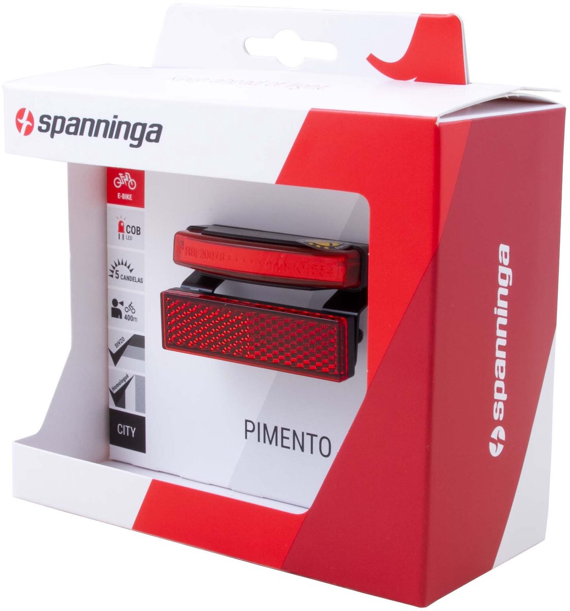 Feu Arrière Vélo Spanninga Pimento XE LED | 6-36V DC, Technologie COB, Réflecteur Z | Pour Porte-bagages
