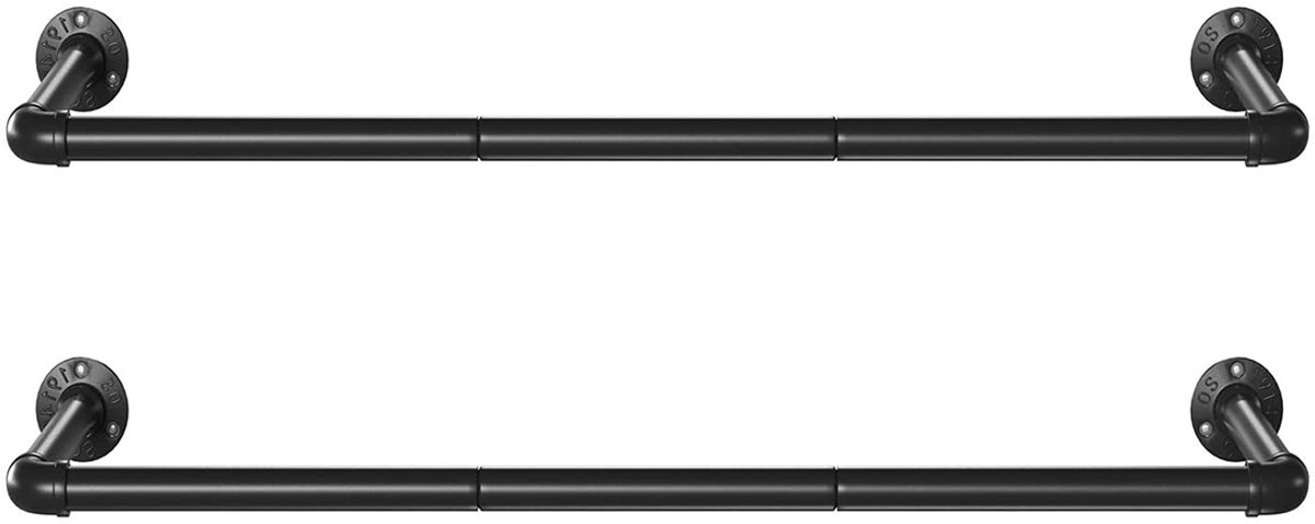 Hoppa! - Kledingrek Set van 2 - Industrieel Design - Zwart 92x30x7.5 cm