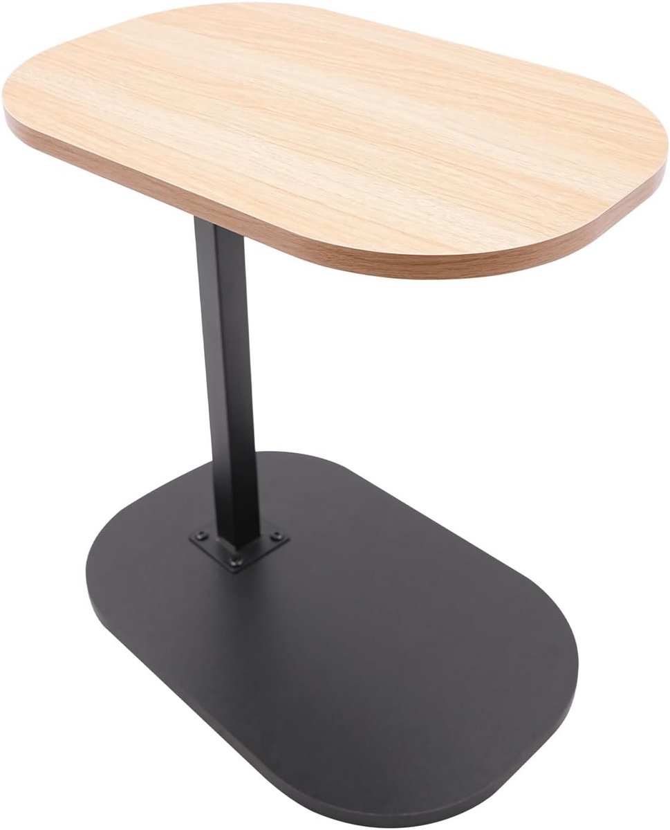 Bijzettafel C-vorm - Banktafel Verstelbaar - Comfortabel Werken - 360° Draaibaar - 45-80 cm Hoogte - Houtkleur