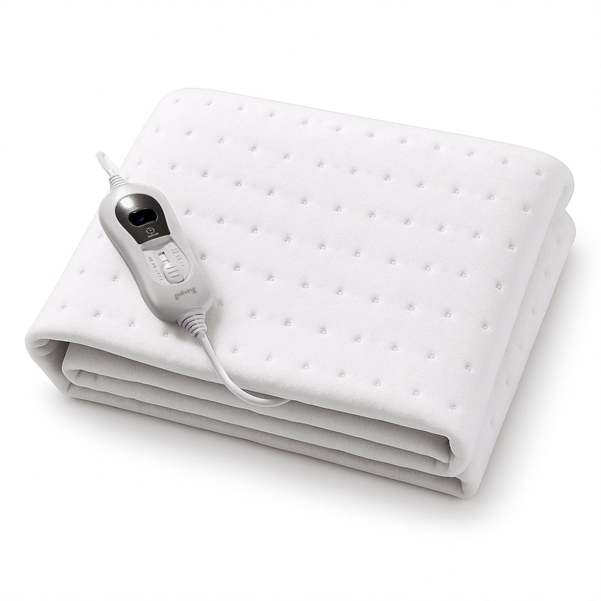 Goliving Elektrische Onderdeken – 1–Persoons – Warmtedeken – Elektrische Deken – 3 Warmtestanden – Timerfunctie – 60 Watt – Polyester – 150 x 80 cm – Wit