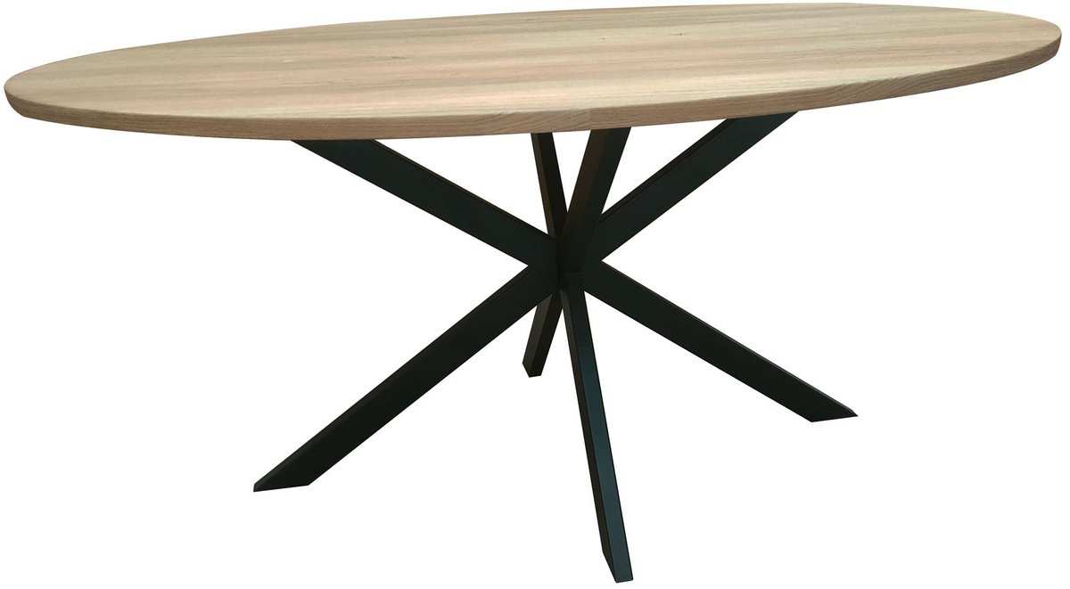 Lizzely Garden & Living Eettafel ovaal 160x100cm Rato lichtbruin ovale tafel MDF eetkamertafel