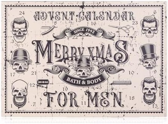 Mannen Adventskalender - met 24 Verzorgingsproducten - Wellness en Stijl - Uiterlijke verzorging voor hem - Kerst cadeau - Geschenken