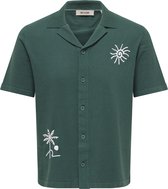 Only & Sons Overhemd Onsmilo Life Reg 12 Ss Shirt Knit 22038017 Mallard Green/ Cloud Dancer Mannen Maat - XL