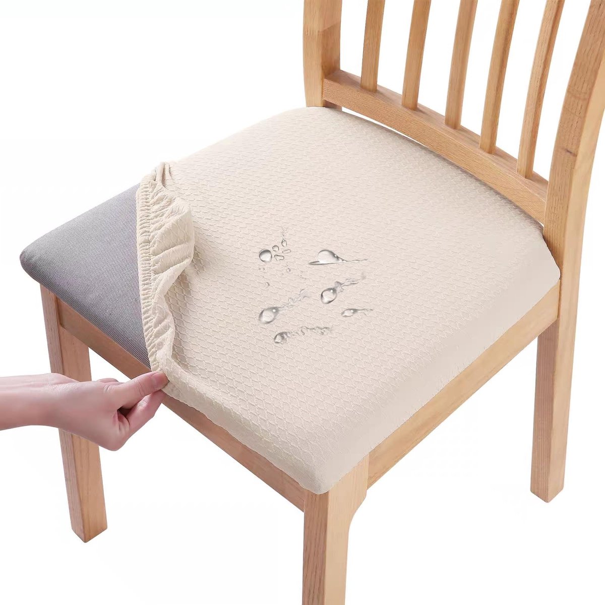 Ibenzoa® Set van 4 stijlvolle geruite stoelhoezen voor eetkamerstoelen, waterafstotend en rekbaar