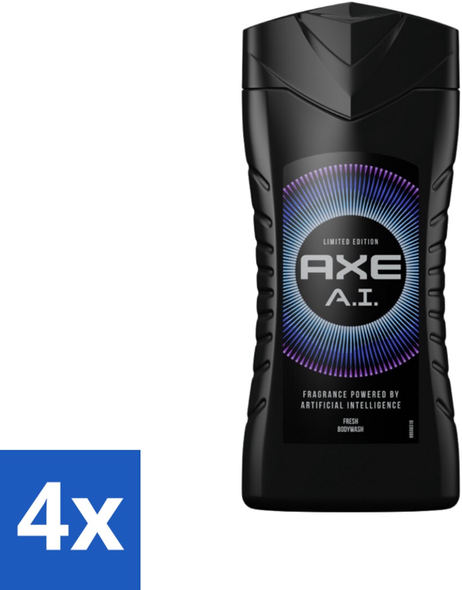 4 x Axe - Limited Edition - 3-in-1 Douchegel - A.I. - 250 ml - Douchegel - Deodorant - 3-in-1 - Mannen - Axe