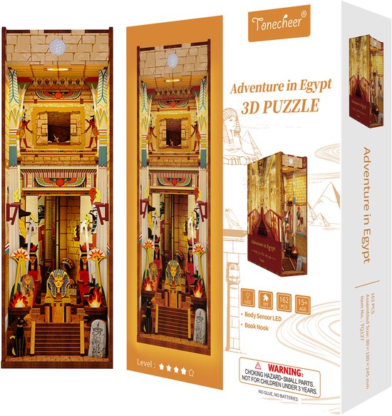 Doos voor 3D-puzzel 'Adventure in Egypt', met afbeelding van het voltooide model.