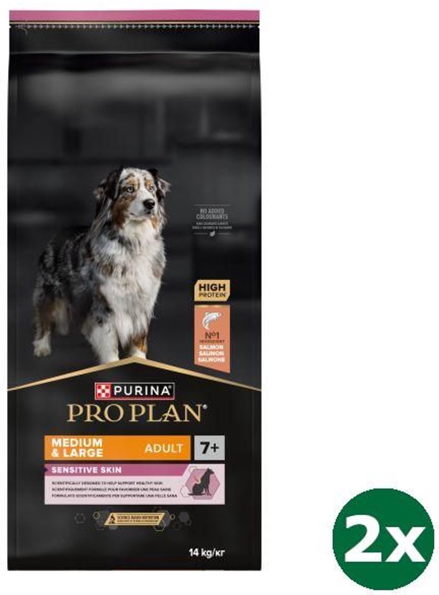 2x14 kg Pro plan dog adult medium / large 7+ sensitive skin hondenvoer