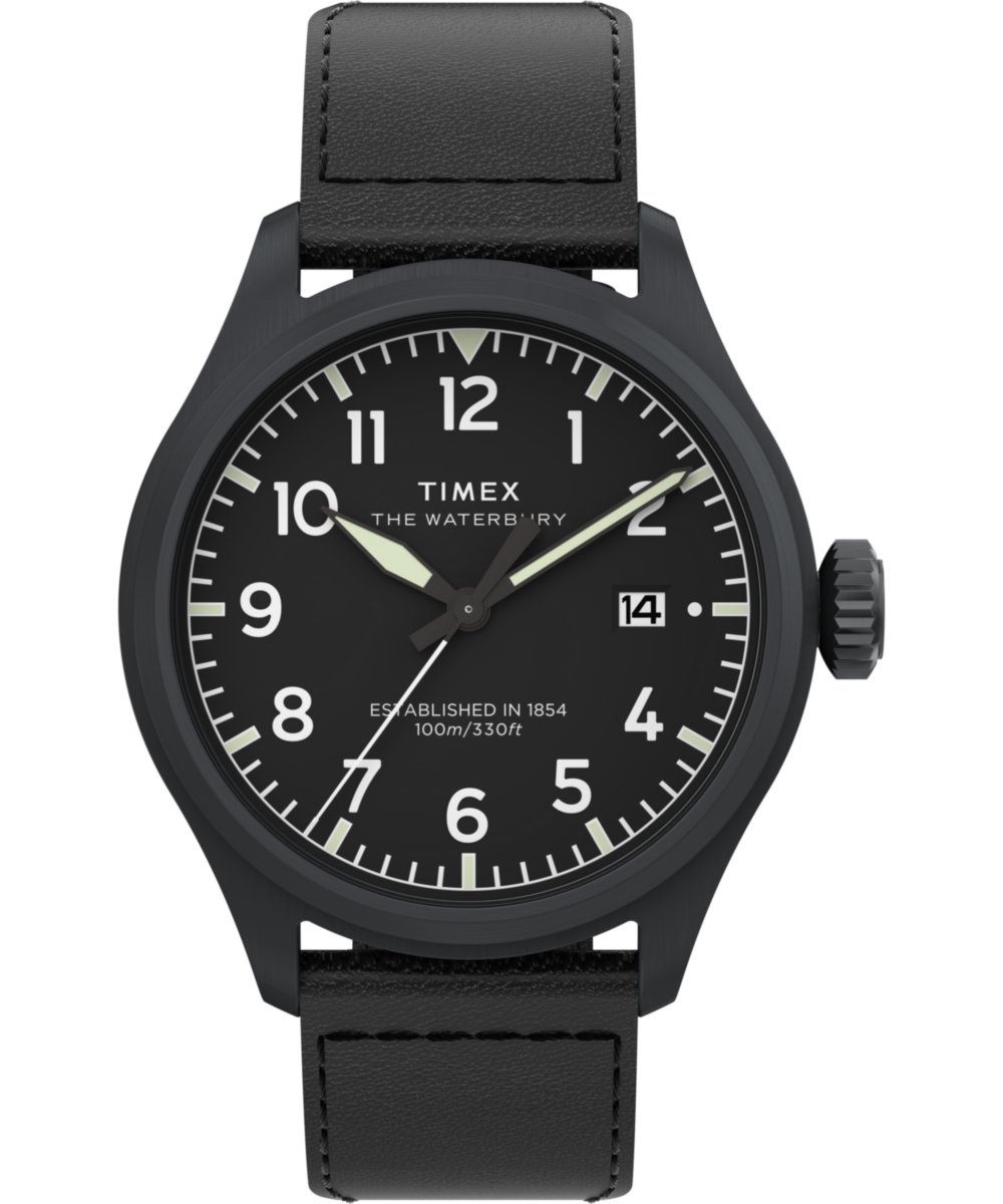 Timex Waterbury Ace TW2Y18900 Horloge - Leer - Zwart - Ø 41 mm