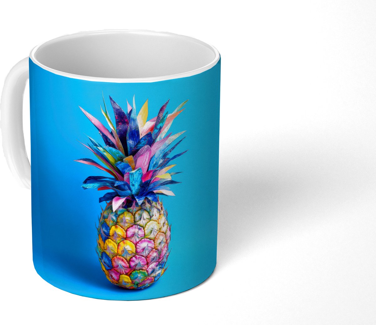 Mok - Koffiemok - Ananas - Blauw - Tropisch - Vrolijk - Mokken - 350 ML - Beker - Koffiemokken - Theemok