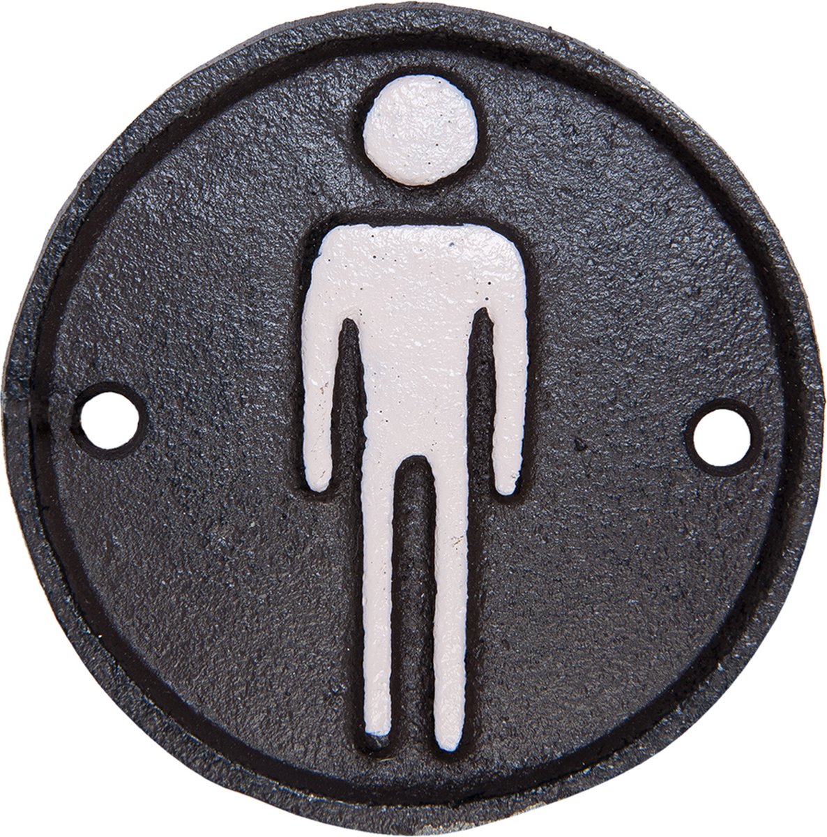 Clayre & Eef WC Bordje Heren Ø 8 cm Bruin IJzer Man
