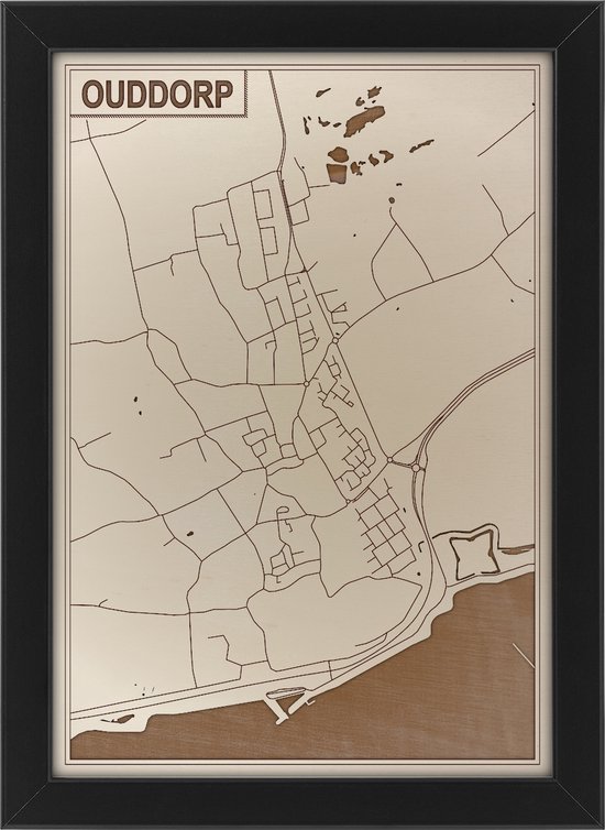 Houten stadskaart van Ouddorp