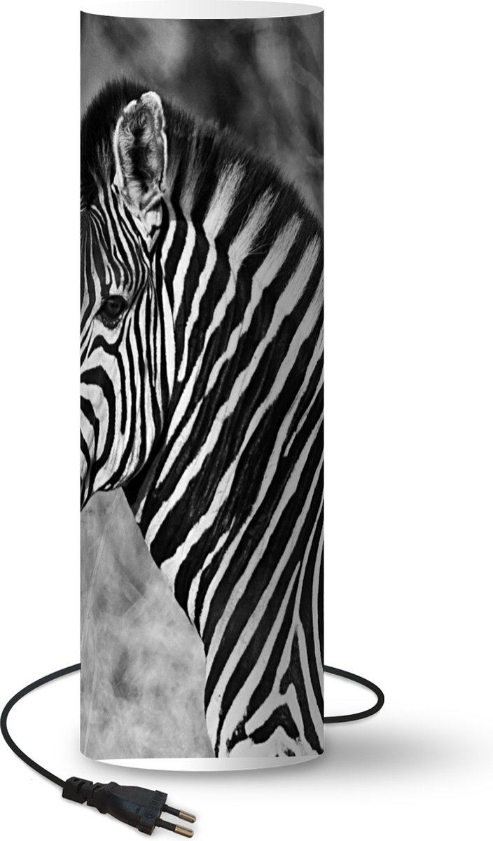 Lamp - Nachtlampje - Tafellamp slaapkamer - Zebra portret - 60 cm hoog - Ø19.1 cm - Inclusief LED lamp