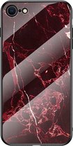 Apple iPhone 8 Hoesje - Mobigear - Marble Serie - Gehard Glas Backcover - Rood - Hoesje Geschikt Voor Apple iPhone 8