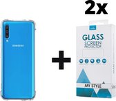 Crystal Backcase Transparant Shockproof Hoesje Samsung Galaxy A70 - 2x Gratis Screen Protector - Telefoonhoesje - Smartphonehoesje