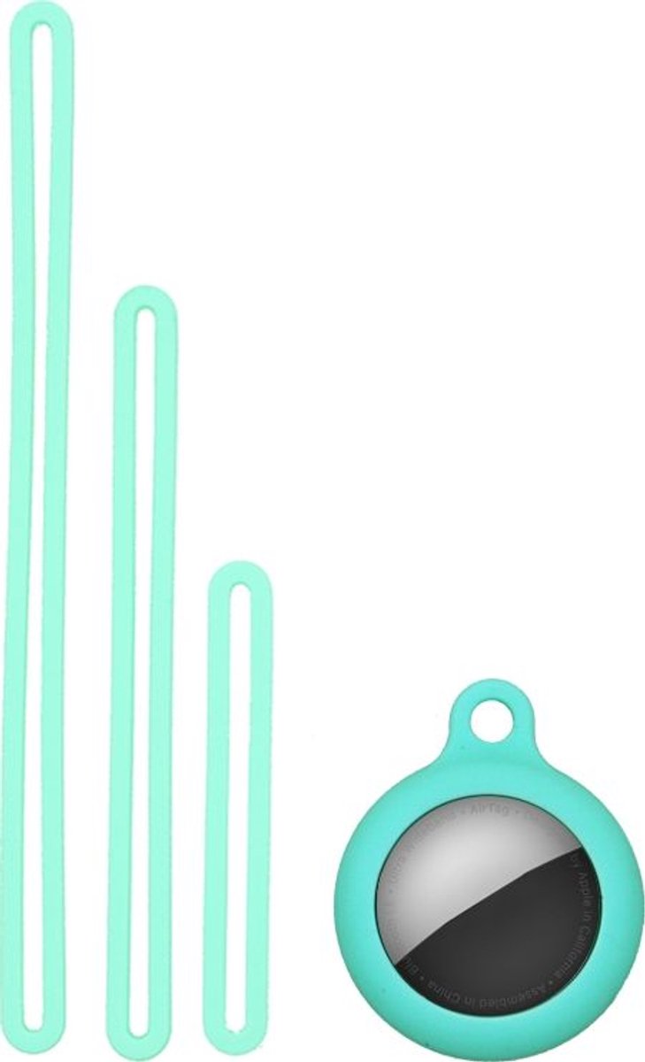 Mobigear Hoesje geschikt voor Apple AirTag Hoesje Flexibel Siliconen | Mobigear Lanyard - Mint