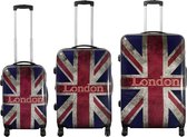 London reiskofferset 3delig - Britse vlag - Polycarbonaat