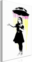 Schilderij - Girl with Umbrella (1 Part) Vertical.