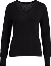 Vila Trui Vichassa V-neck L/s Knit Top - Noos 14063201 Black Dames Maat - XXL